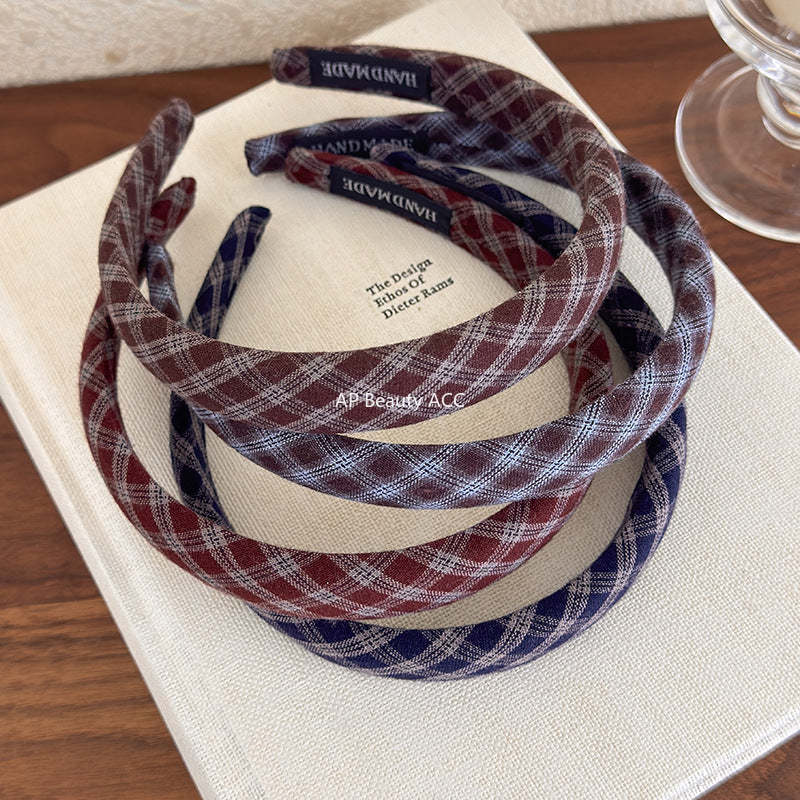 E관 - 체크 패브릭 슬림 머리띠 [27501] 25.09-4
