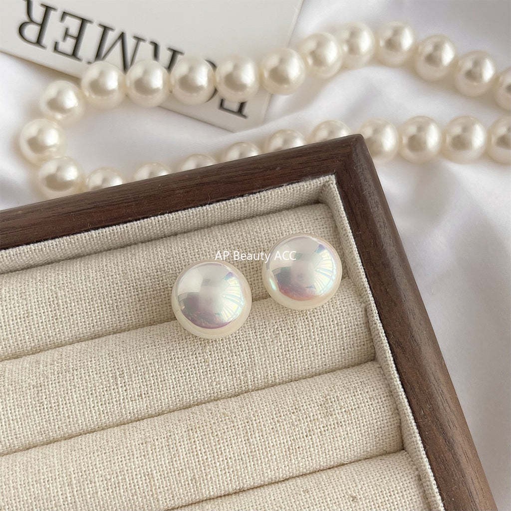 C관 - 고품질 담수 진주 라운드 펄 14K 도금 은침 귀걸이 [4566-4570] 24.07-2
