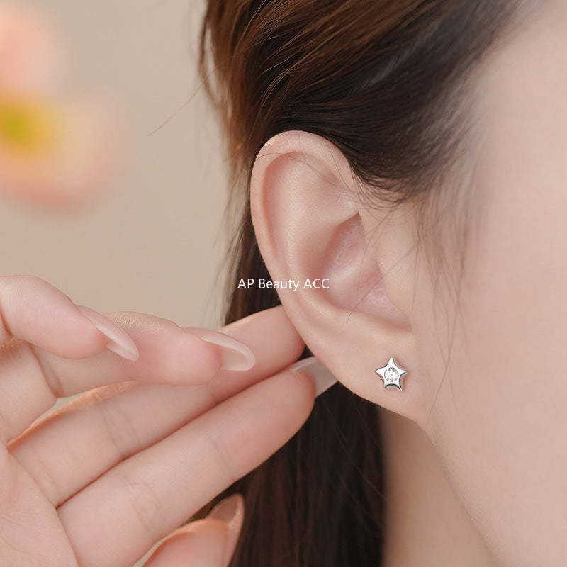 B관 - 999 실버 별 모양 큐빅 스터드 귀걸이 [YC3484E_1] 25.10-4