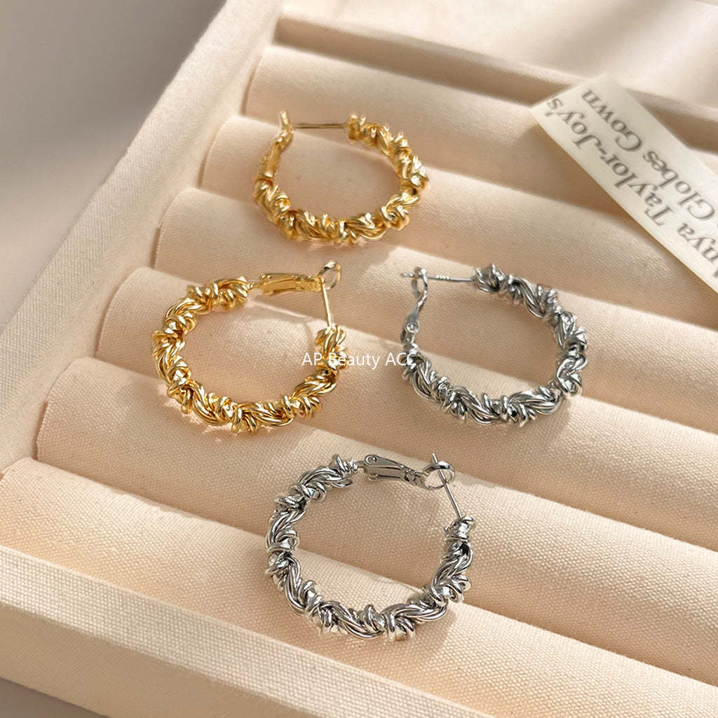 C관 - 14K 도금 링 디자인 은침 귀걸이 [5719-5720] 25.03-3