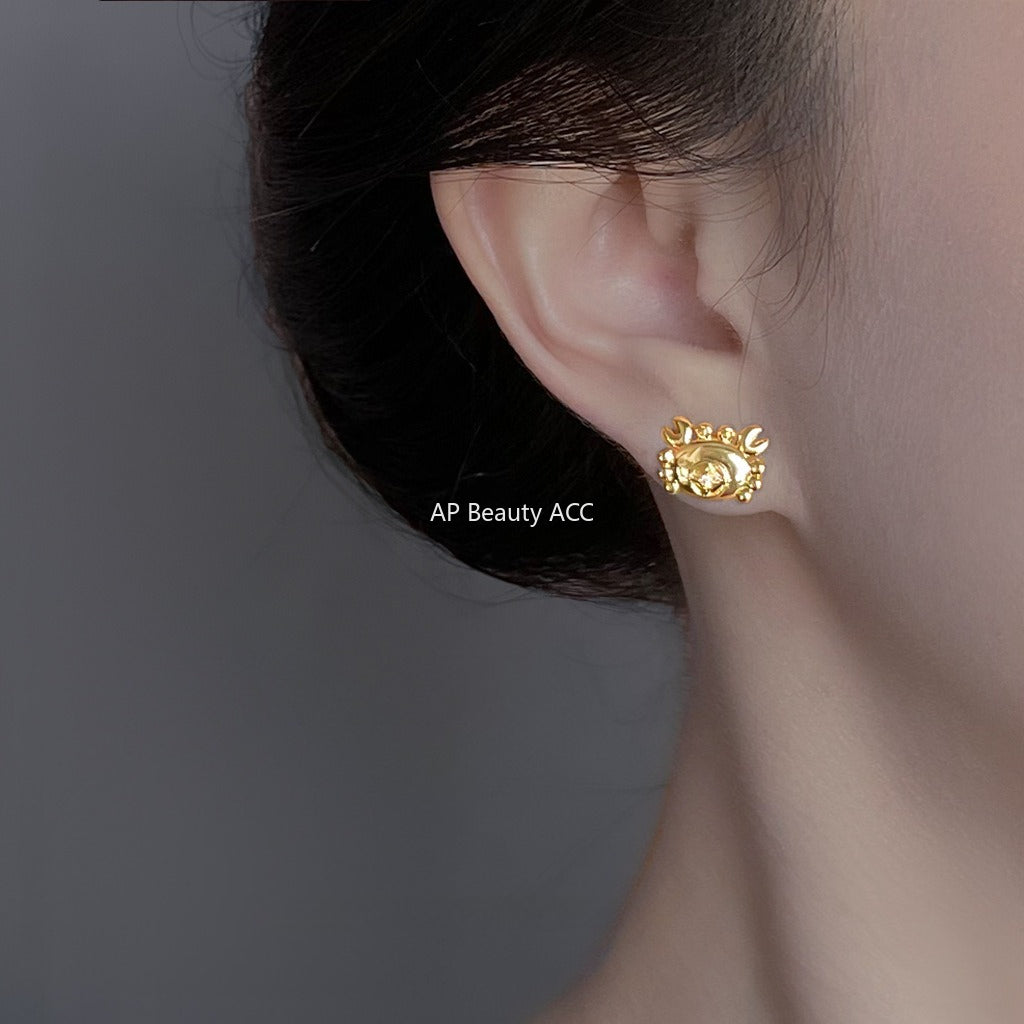 C관 - 925 은침 미니 큐빅 게 디자인 귀걸이 [6903] 25.10-3