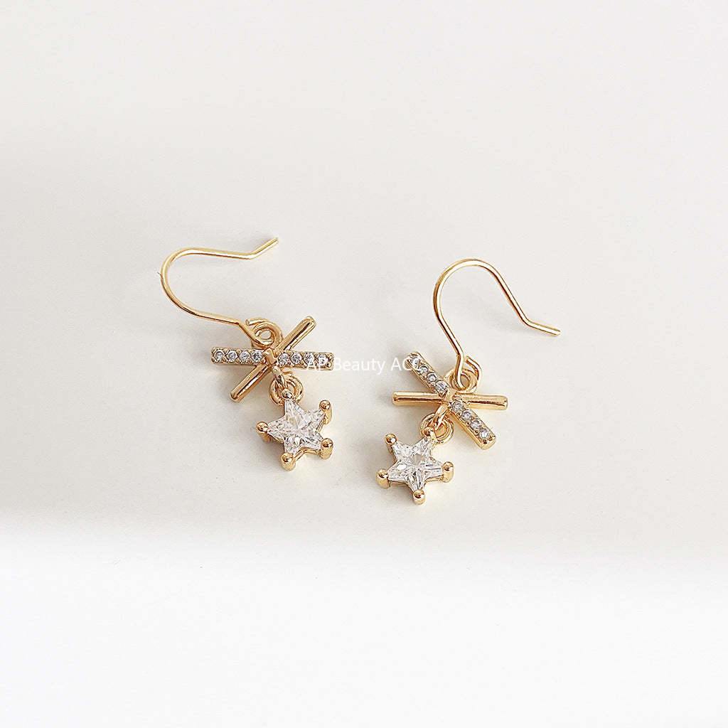 C관 - 업그레이드 18K 도금 큐빅 리본 고급스러운 귀걸이 [3784] 24.04-4