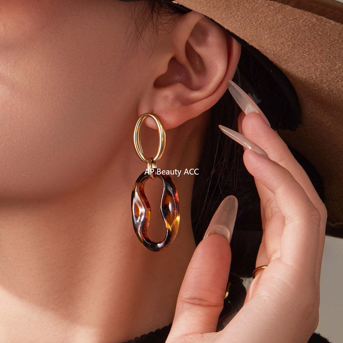 D관 - 레진 타원 체인 디자인 스테인리스 목걸이 팔찌 귀걸이 [TXP470] 25.11-3