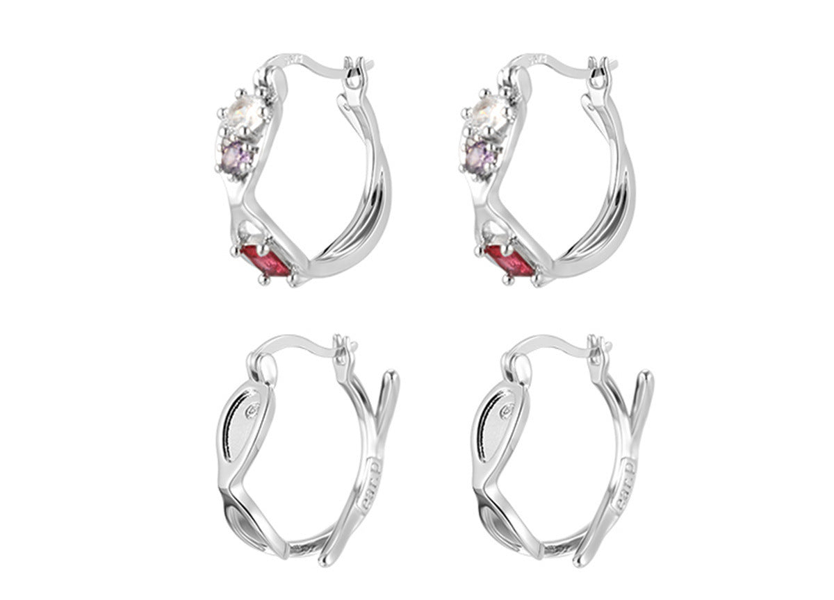 A관 - 925 은침 컬러 큐빅 링 귀걸이 [EH-4027] 25.10-2