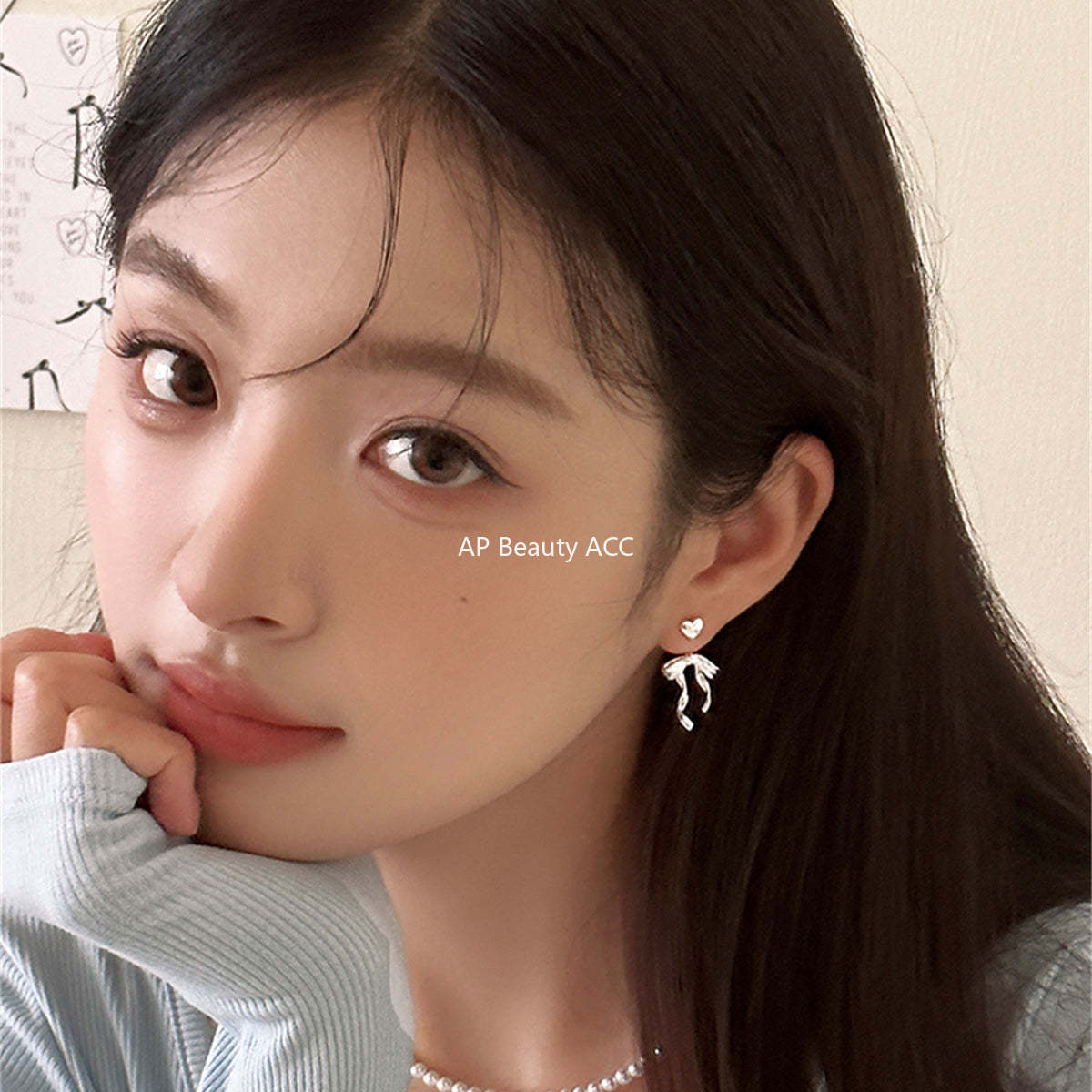 A관 - 925 은침 뒷걸이 하트 리본 귀걸이 [EH-2987] 24.06-3