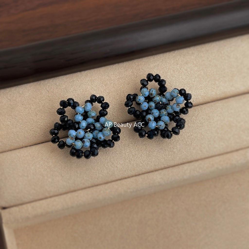 C관 - 925 은침 핸드메이드 비즈 플라워 귀걸이 [6861] 25.10-1