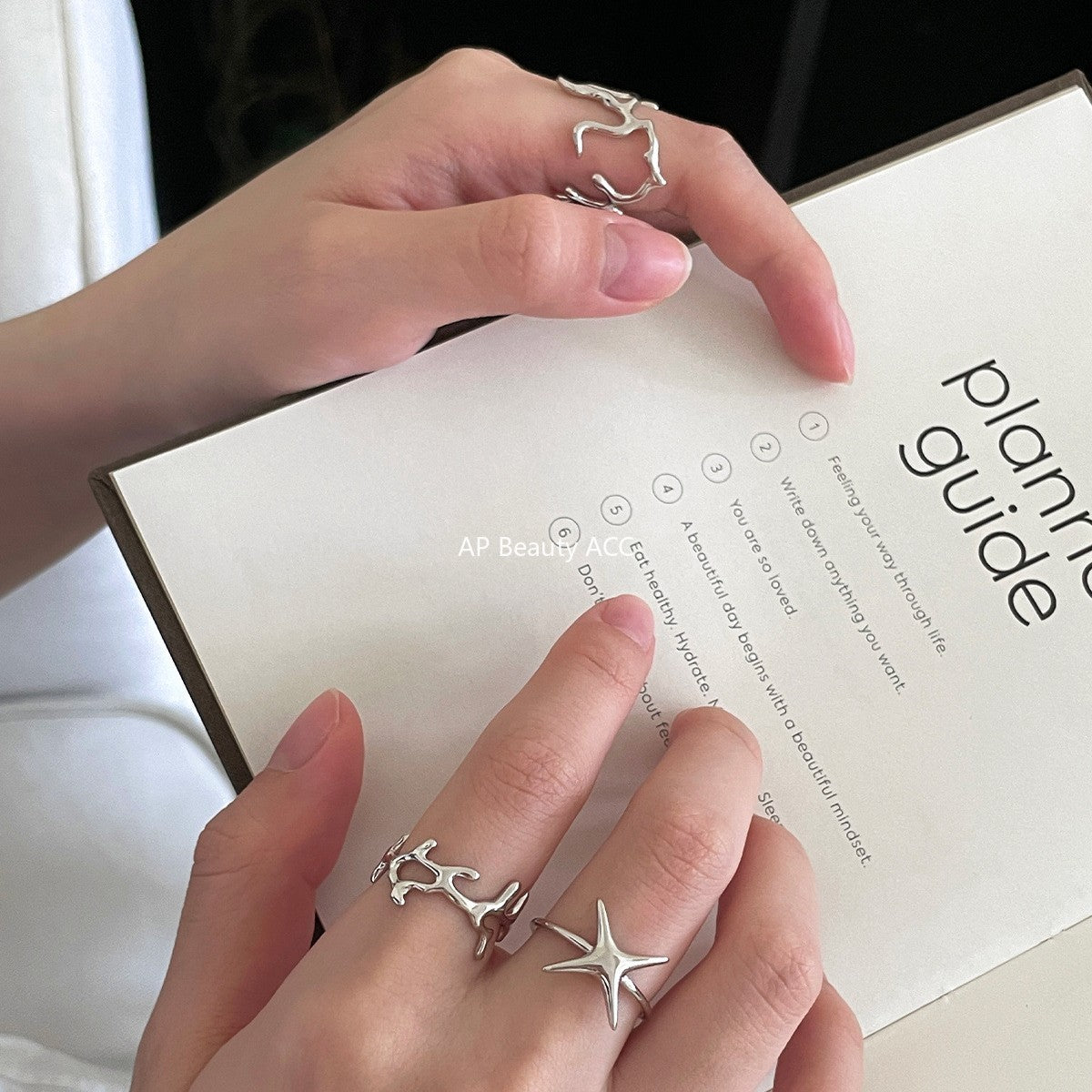 A관 - 925 실버 불규칙 나뭇가지 별 디자인 반지 [JZ-0708] 25.10-3