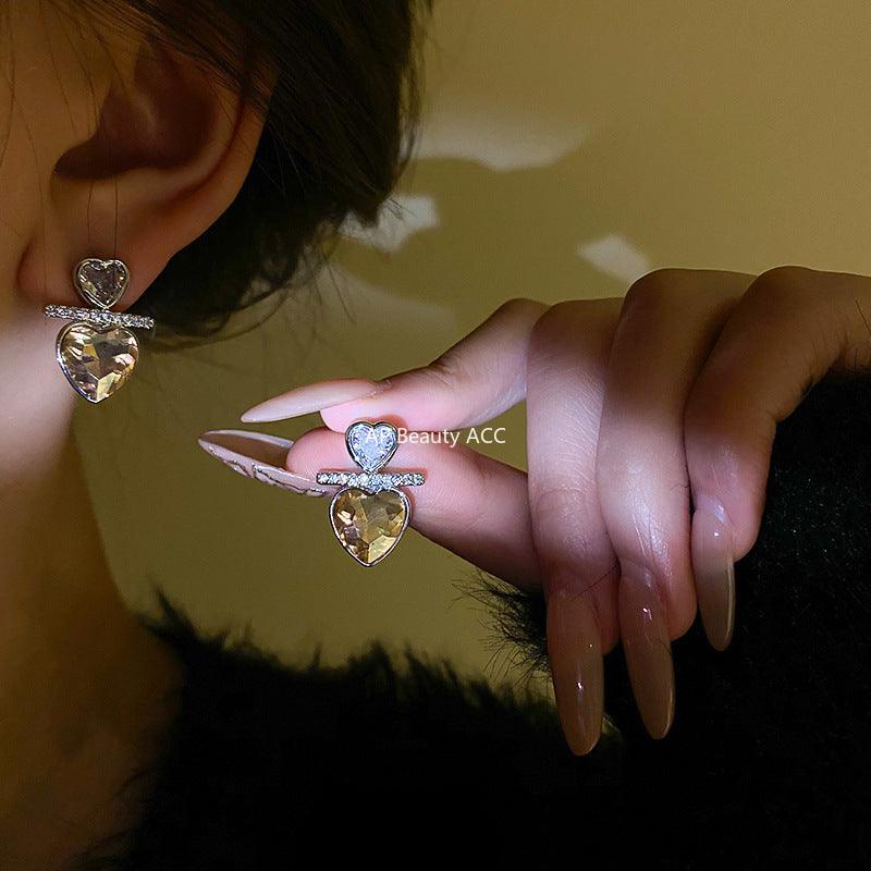 C관 - 실버 큐빅 하트 심플 유니크 인스타 감성 귀걸이 [E18875] 24.02-1