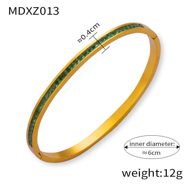 D관 - 티타늄 스틸 18K 도금 모던 컬러 큐빅 변색 방지 팔찌 [Z009-13] 24.03-3