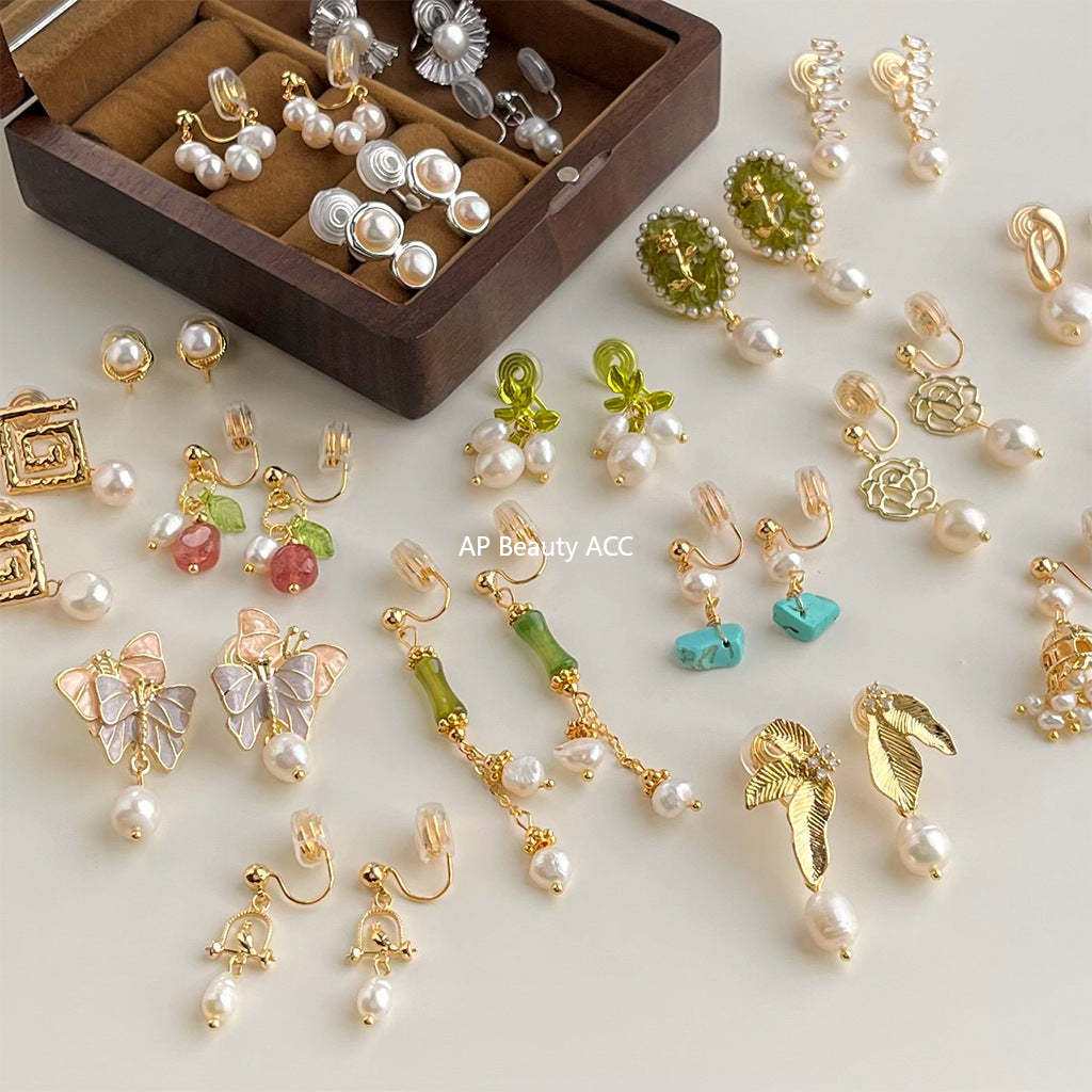 C관 - 담수 진주 골드 도금 나선형 이어커프 귀걸이 [EJ0203P] 25.02-3