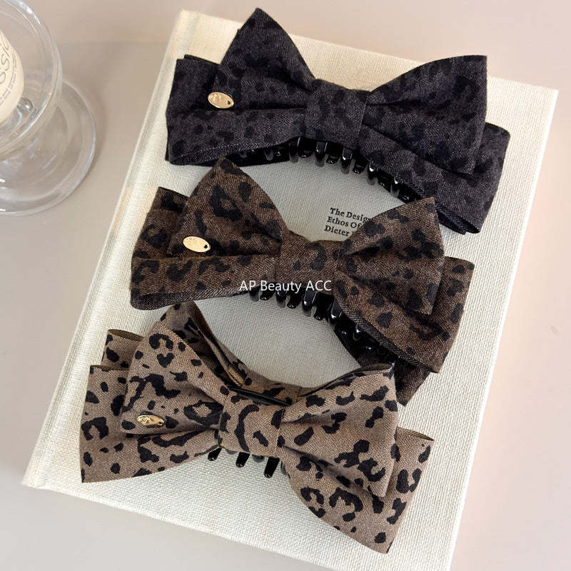 E관 - 레오파드 패턴 프린팅 리본 바나나 집게핀 [27748] 25.12-1
