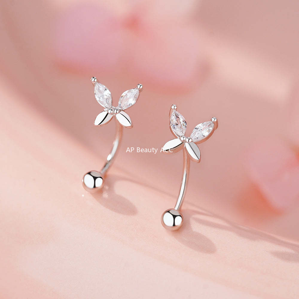 B관 - 999 실버 큐빅 나비 모양 피어싱 귀걸이 [YC10288E_1] 25.11-4