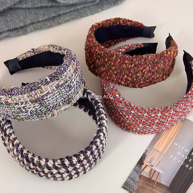 E관 - 모직 털실 패턴 와이드 머리띠 [27733] 25.12-1