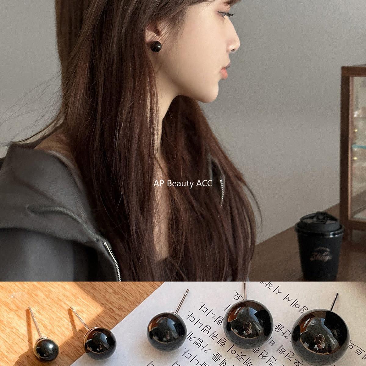 A관 - 빈티지 블랙 오닉스 925 은침 미니멀 귀걸이 [EH-2652] 24.01-3