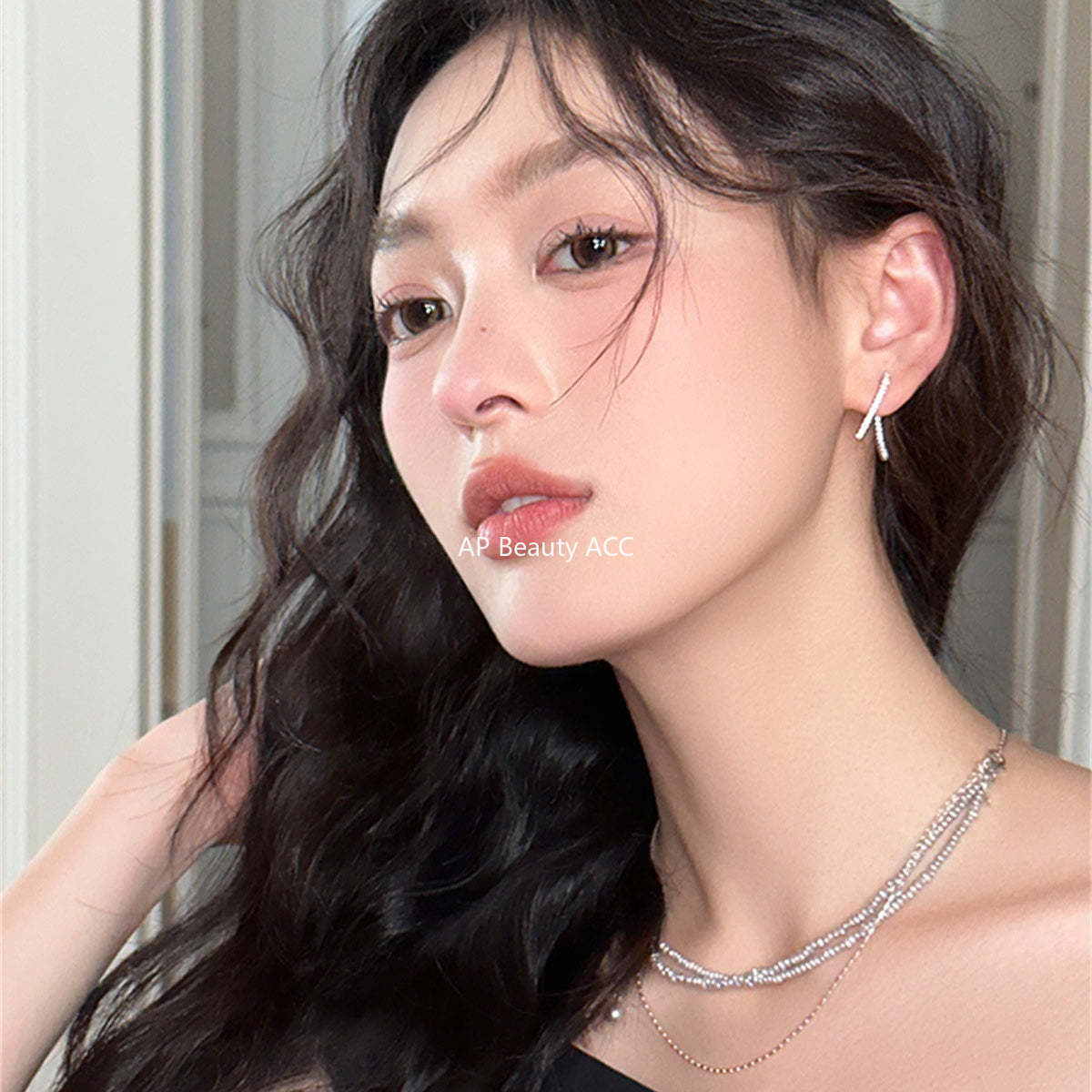 A관 - 925 은침 지오메트릭 라인 큐빅 귀걸이 [EH-4018] 25.10-2