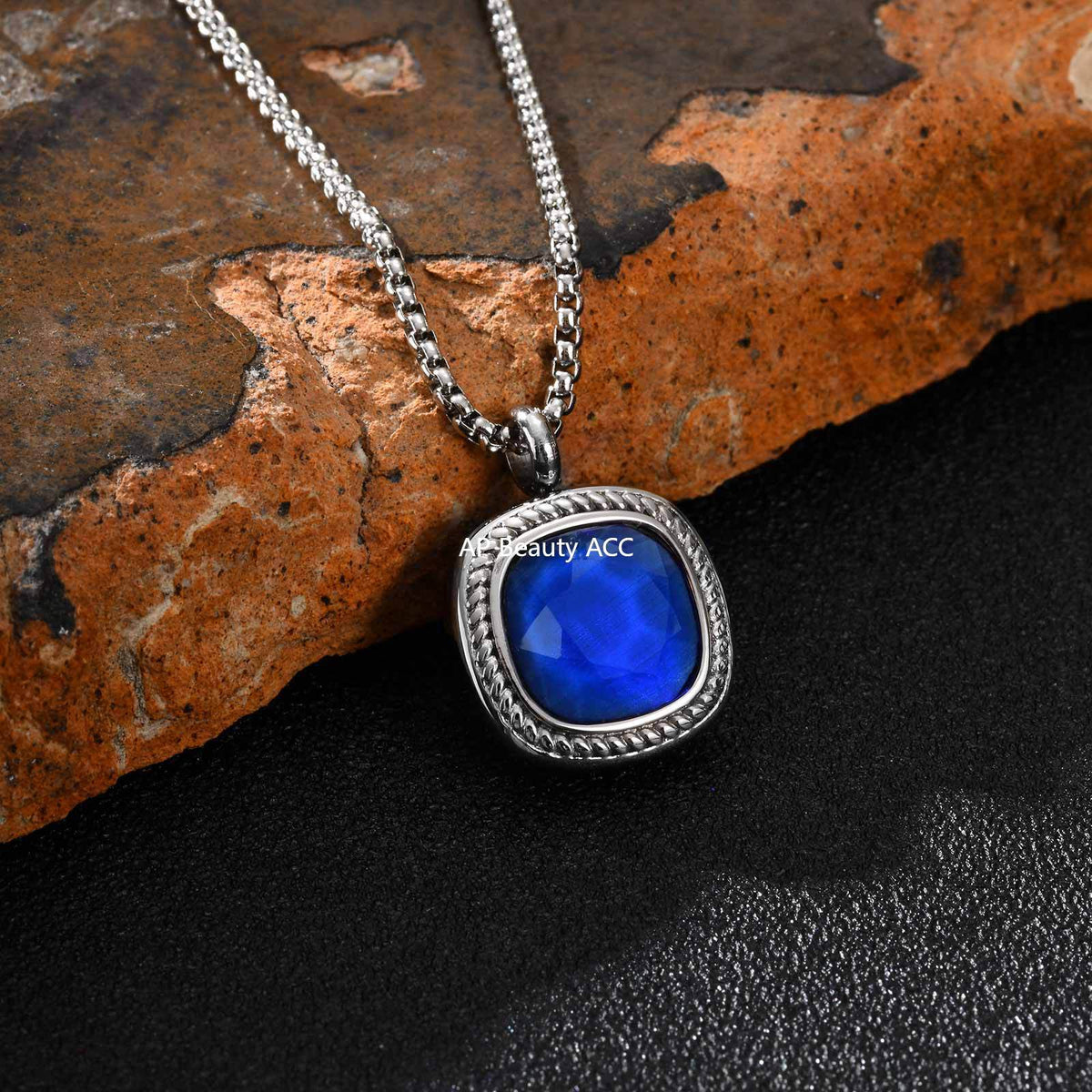 G관 - 스테인리스 스틸 사각 컷면 펜던트 목걸이 [NC-353] 25.11-1