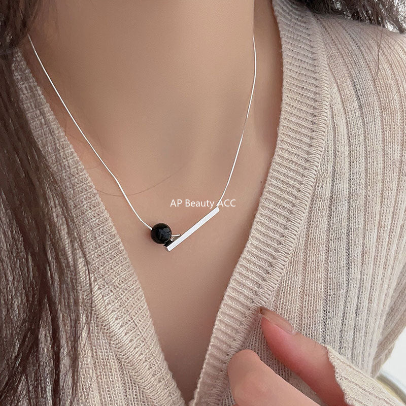 F관 - 925 실버 블랙 오닉스 스퀘어 목걸이 [B110] 25.10-1