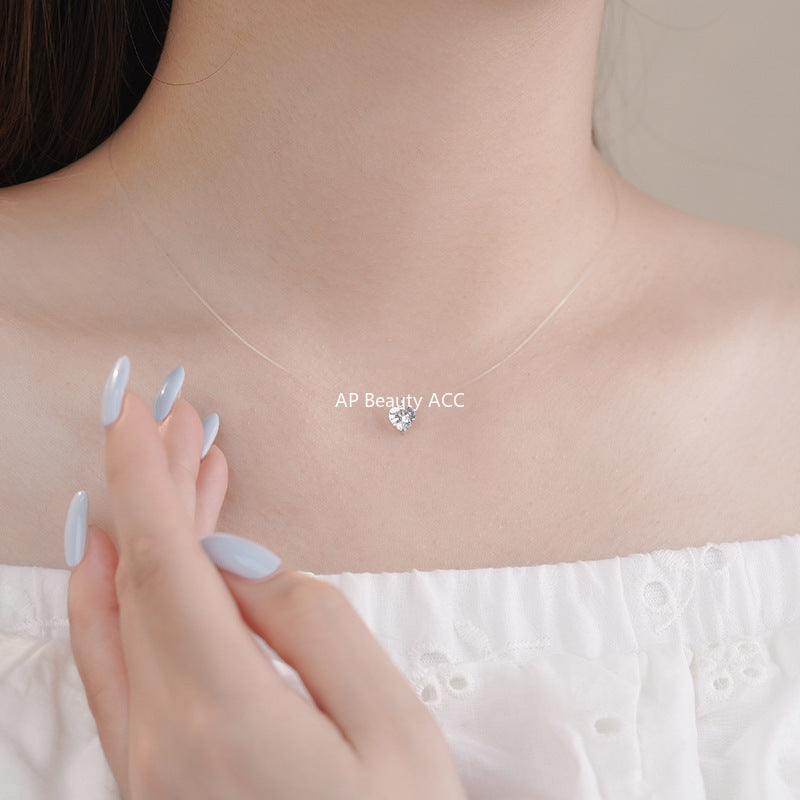 B관 - 999 실버 하트 펜던트 우레탄줄 목걸이 [YC2764N_1] 25.10-1