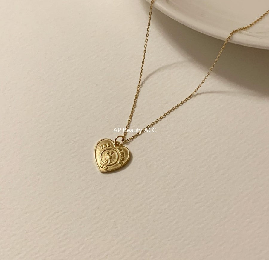 F관 - 925 실버 하트 카드 펜던트 목걸이 [B377-B378] 25.10-3