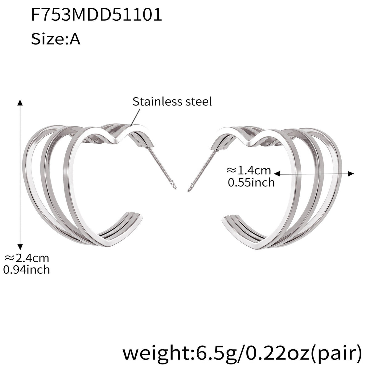 D관 - 스테인리스 18K 도금 레이어 하트 트위스트 귀걸이 [F753] 25.11-1
