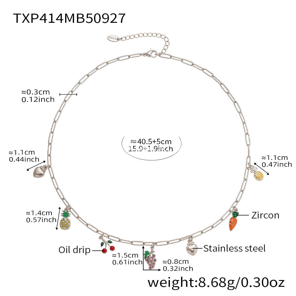 D관 - 스테인리스 스틸 과일 큐빅 펜던트 목걸이 팔찌 발찌 [TXP414] 25.10-1