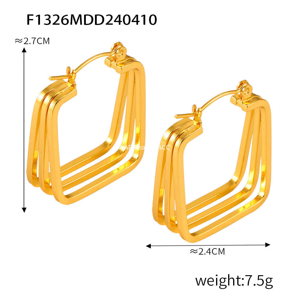 D관 - 티타늄 스틸 레트로 다층 오픈워크 기하학 귀걸이 [F1319-21-25-26] 24.04-3