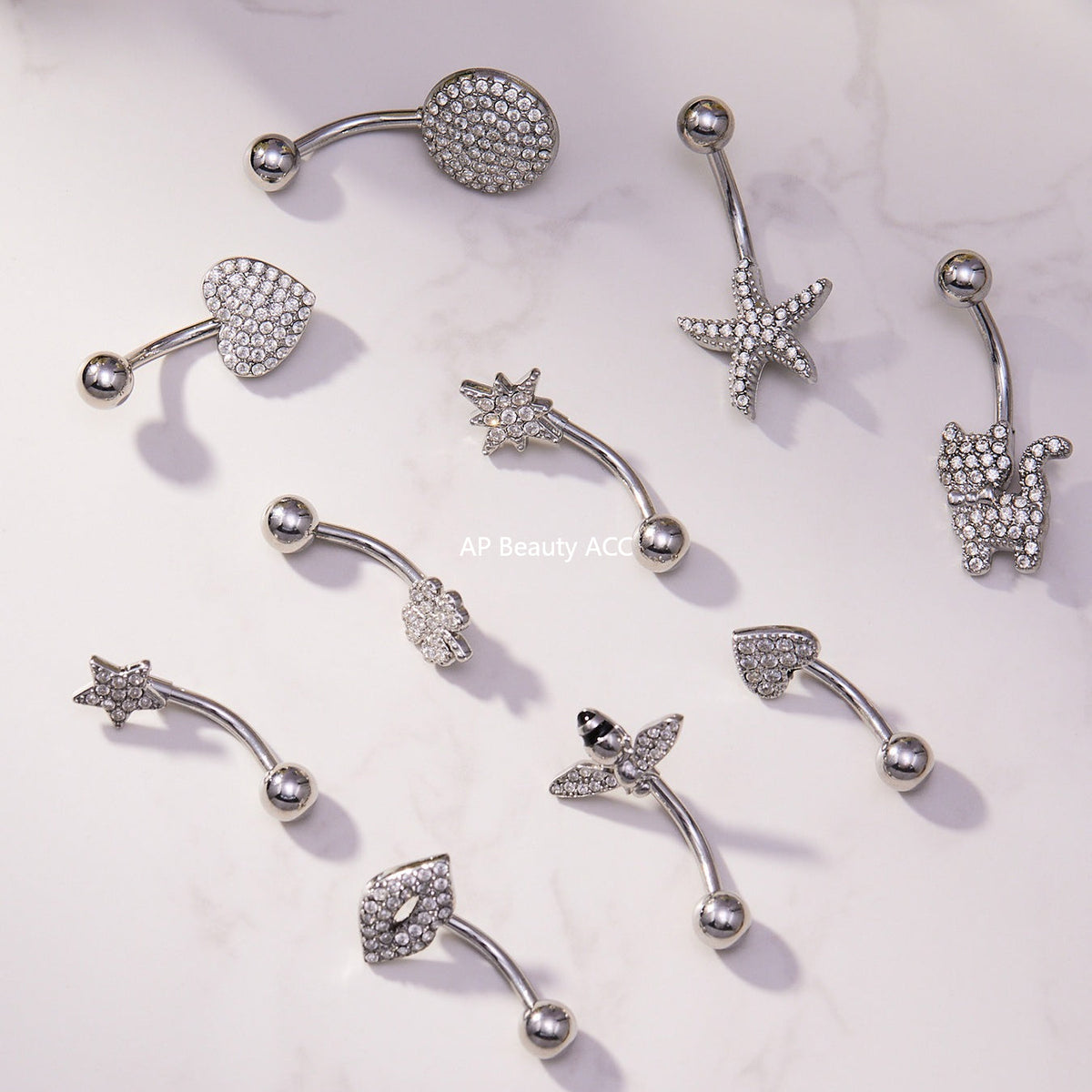 D관 - 스테인리스 스틸 풀 큐빅 18K 도금 피어싱 귀걸이 [H009] 25.11-2