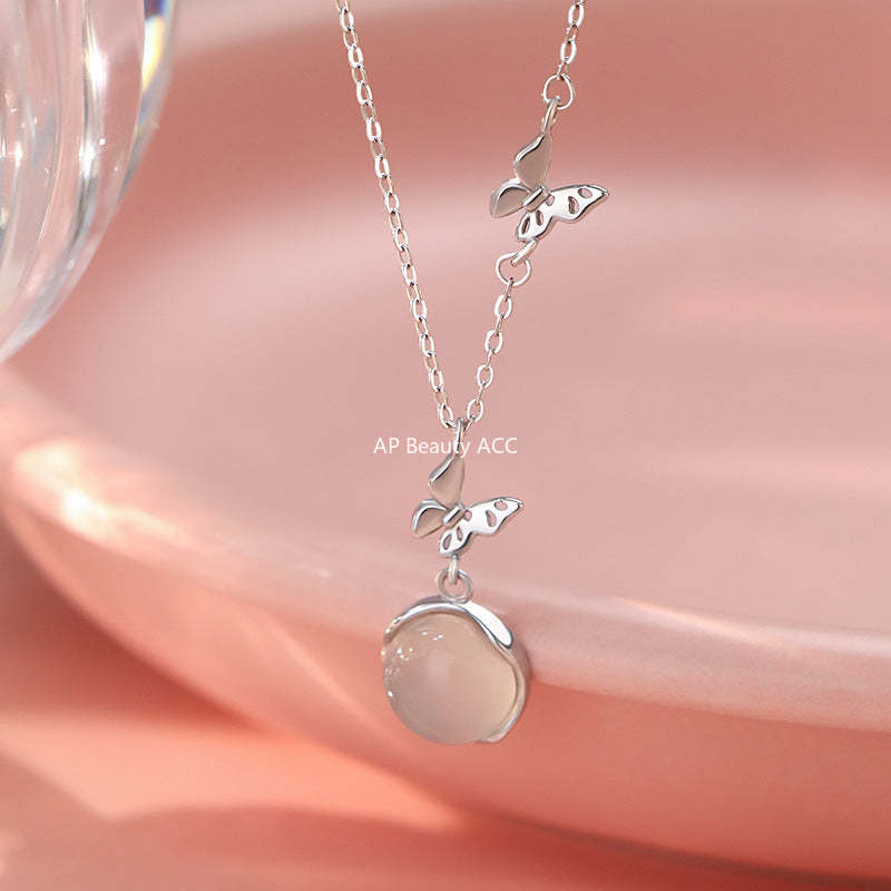 B관 - 999 실버 나비 아게이트 펜던트 체인 목걸이 [YC2043N_1] 25.10-4