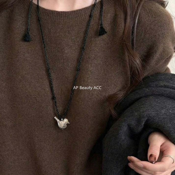 A관 - 925 실버 새 모양 펜던트 스트랩 목걸이 [1633] 25.12-3
