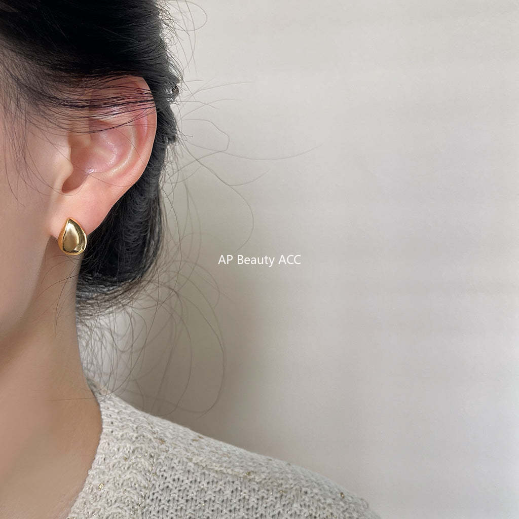 C관 - 물방울 디자인 유광 14K 도금 미니멀 귀걸이 [3232-3233] 25.03-2