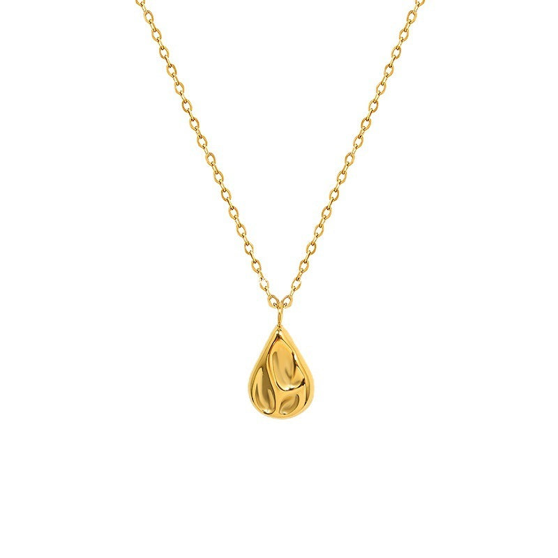 D관 - 티타늄 스틸 비정형 물방울 모양 펜던트 목걸이 [P1012] 25.11-2