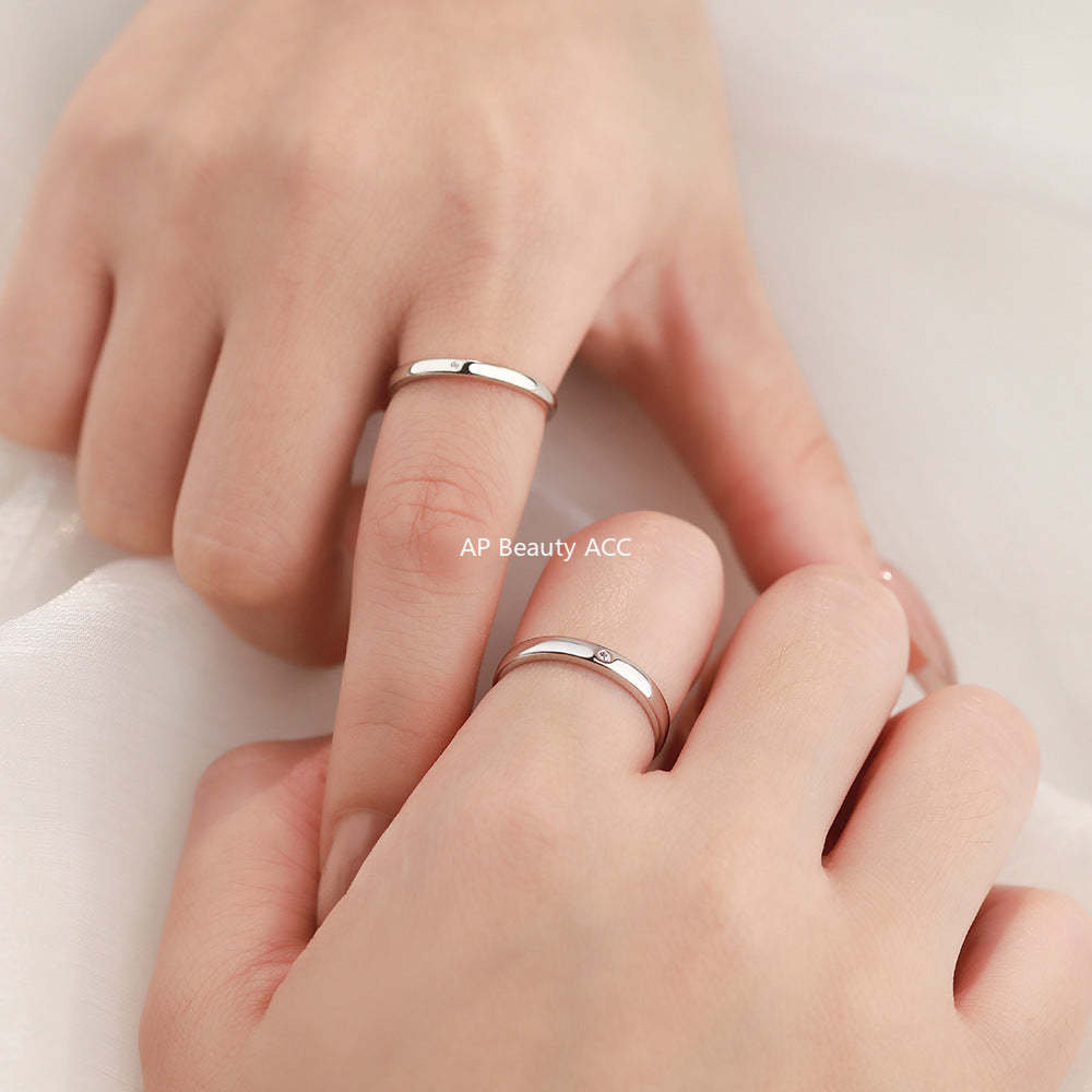 B관 - 999 실버 미니멀 큐빅 커플 반지 [YC4861R_1] 25.12-2