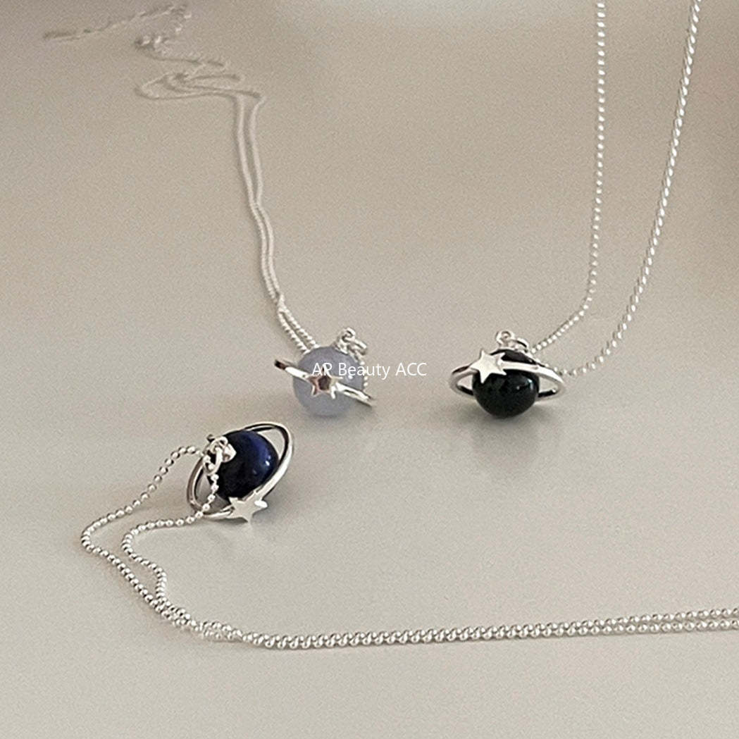 A관 - 925 실버 행성 별 천연석 펜던트 목걸이 [XL-1208] 25.09-4