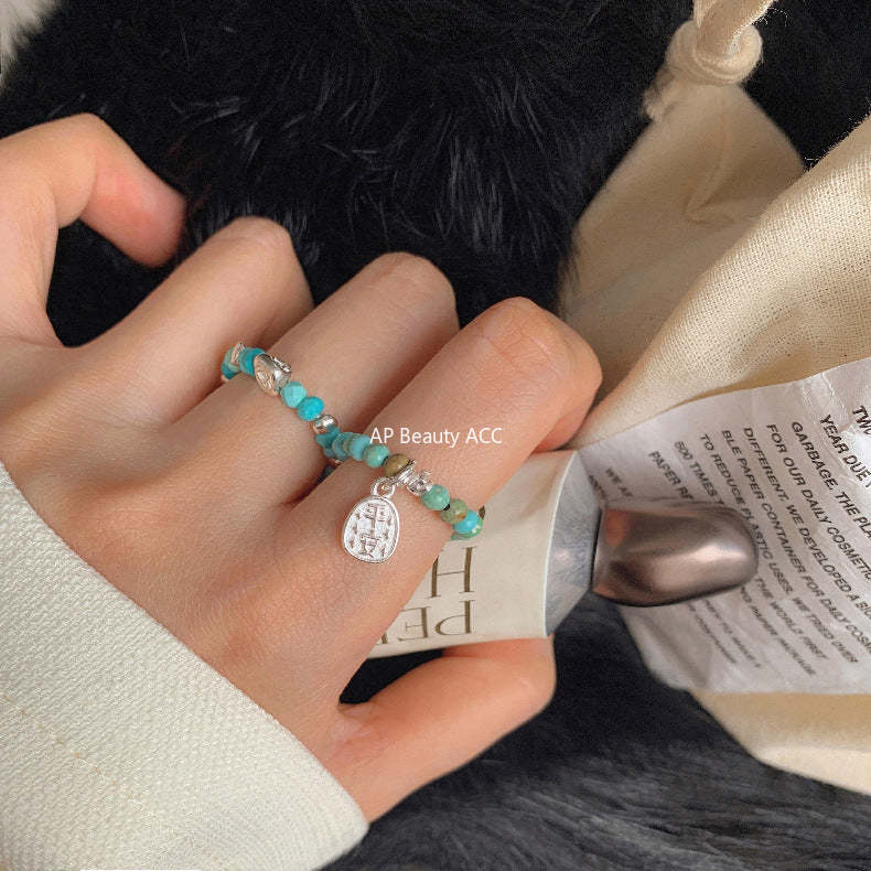 A관 - 플라워 잎사귀 복주머니 말 사과 미니 펜던트 925실버 반지 [RB] 25.11-4