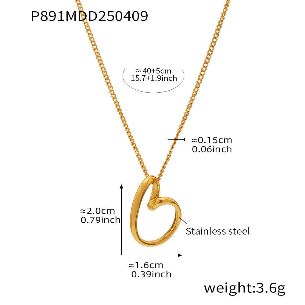 D관 - 비정형 하트 스테인리스 스틸 18K 도금 목걸이 [P891] 25.04-3