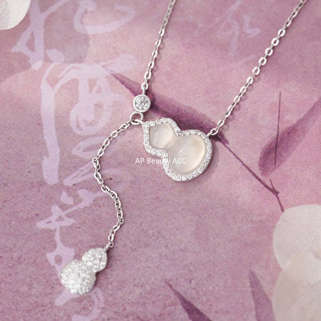 B관 - 925 실버 호리병 옥수 큐빅 펜던트 드롭 목걸이 [YC2023N_1] 25.10-5