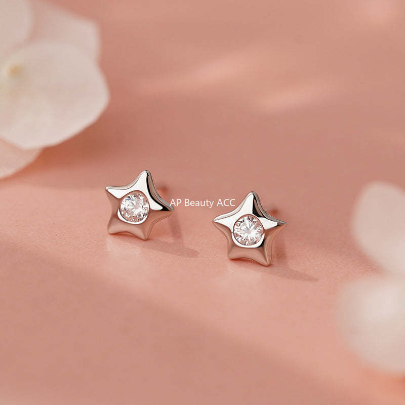 B관 - 999 실버 별 모양 큐빅 스터드 귀걸이 [YC3484E_1] 25.10-4