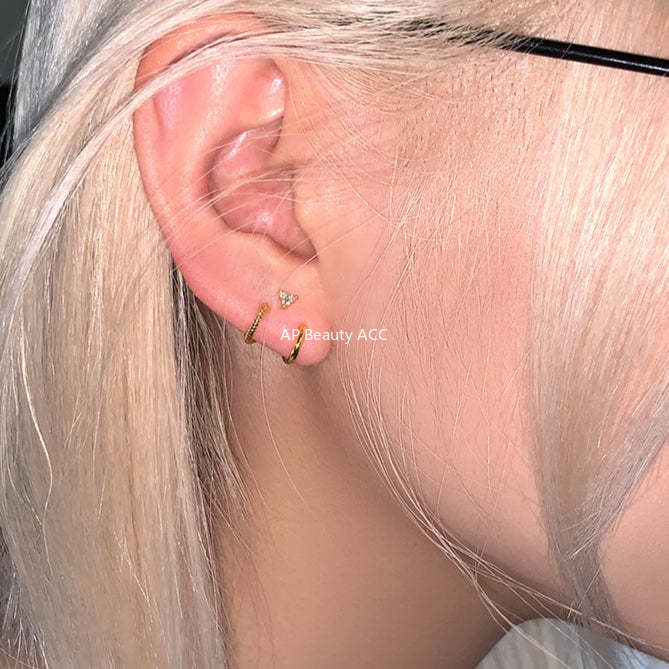 A관 - 삼각 갈고리 모양 큐빅 925 은침 귀걸이 [EH-4289] 25.12-1