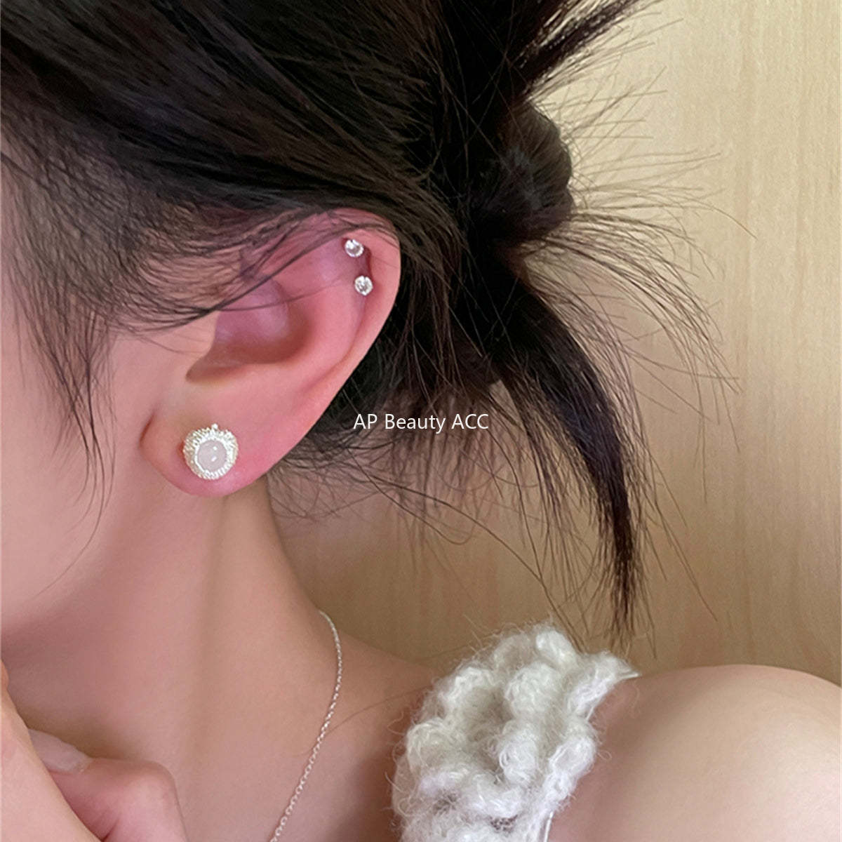 A관 - 사과 디자인 마노 925 은침 귀걸이 [EH-3699] 25.08-3