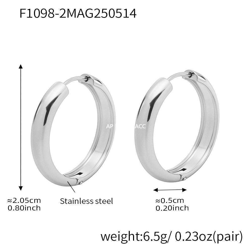 D관 - 투톤 원형 18K 도금 스테인리스 스틸 귀걸이 [F1015-F1098] 25.05-4