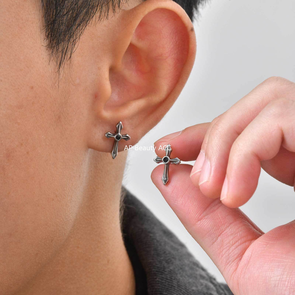 G관 - 스테인리스 스틸 십자가 피어싱 귀걸이 [ES-745] 25.12-2