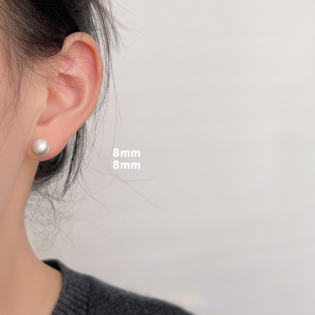 C관 - 실버 브러쉬 공 모양 심플한 데일리 귀걸이 [3536-3540] 24.01-2