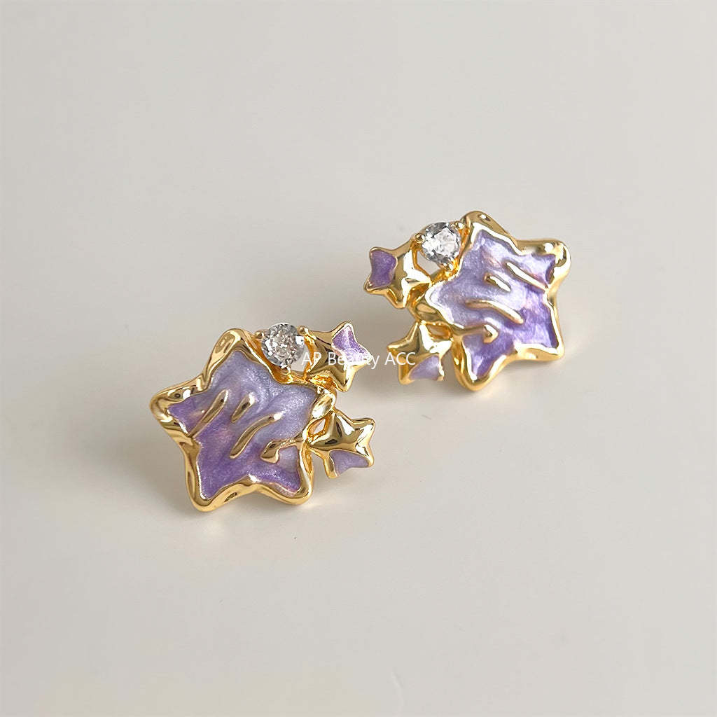 C관 - 퍼플 별 핸드페인팅 925 은침 귀걸이 [7200] 25.12-1