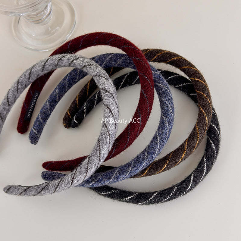 E관 - 사선 스트라이프 니트 울 머리띠 곱창 헤어밴드 [27523] 25.09-4