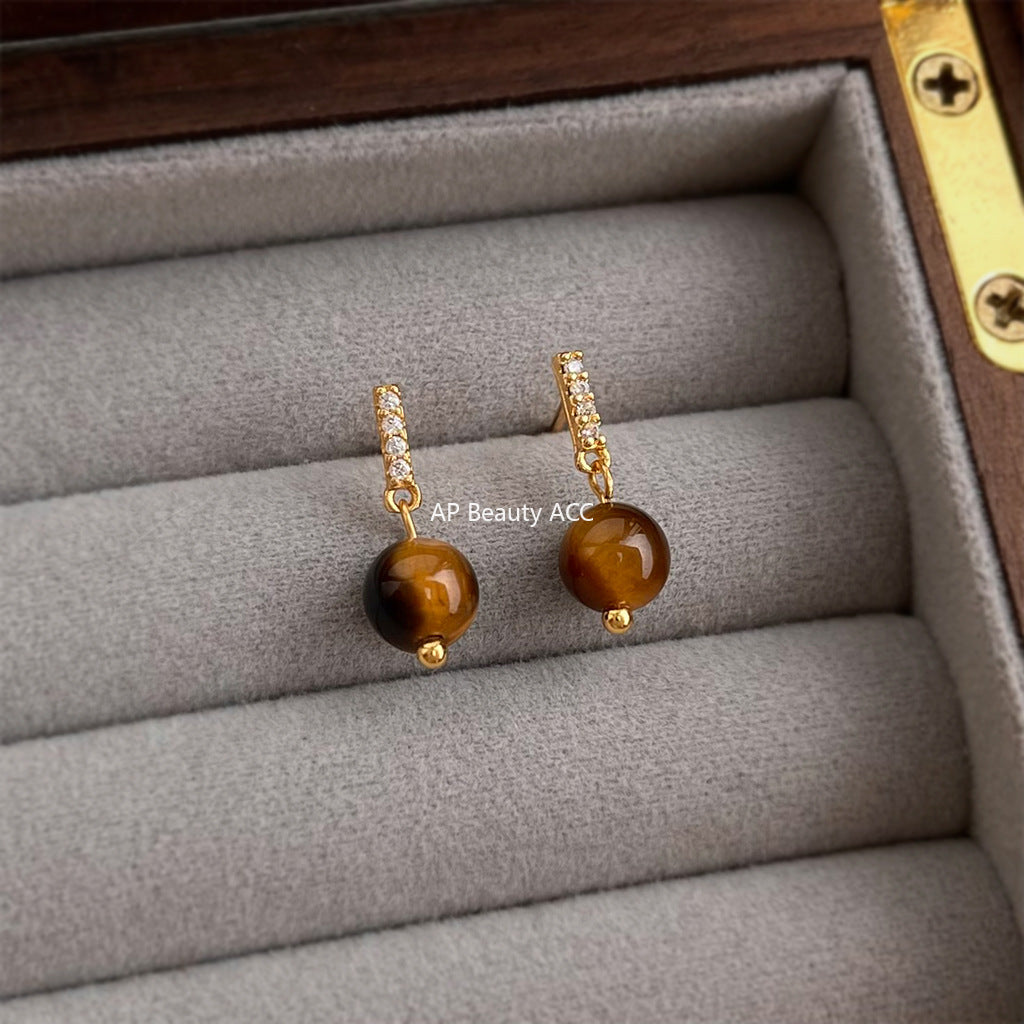 C관 - 925 은침 호안석 미니 큐빅 귀걸이 [7062] 25.11-2