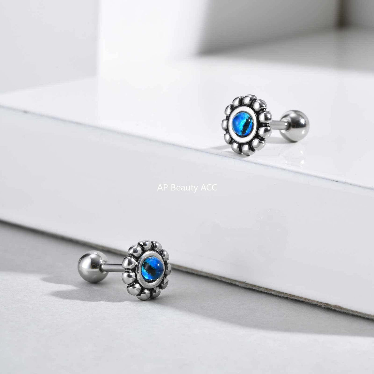 G관 - 스테인리스 스틸 블루 레진 피어싱 귀걸이 [ES-749] 25.10-5