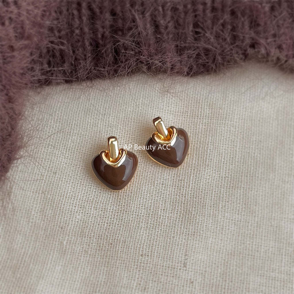 C관 - 925 은침 하트 핸드 페인팅 귀걸이 [7256-7257] 25.12-3