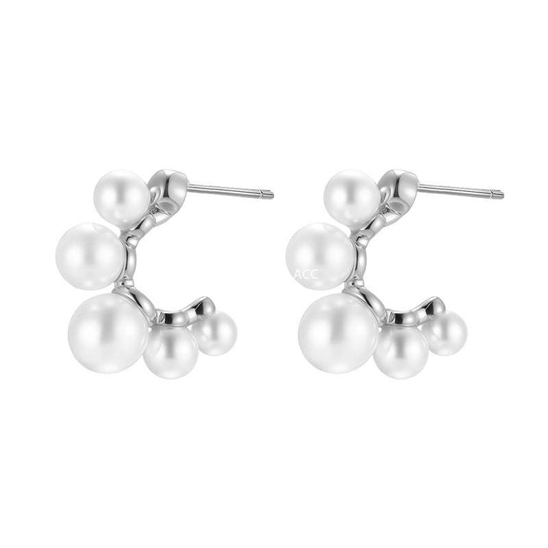 A관 - 진주 C형 디자인 대형 스터드 귀걸이 [EH-4110] 25.10-5