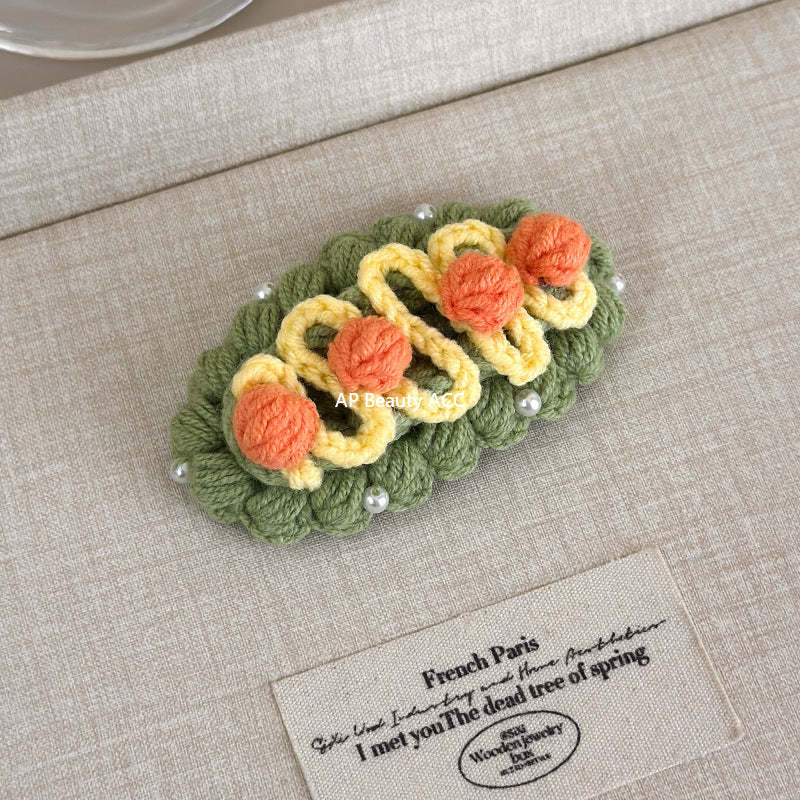 E관 - 핸드메이드 코바늘 니트 과일 디자인 헤어핀 [27629] 25.11-1