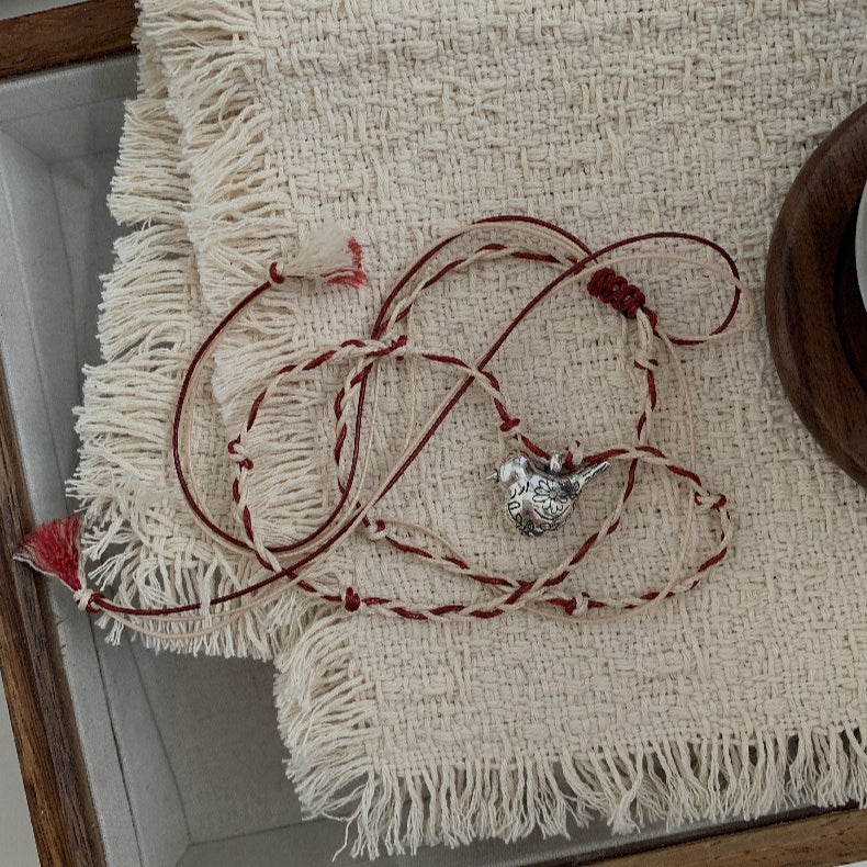 A관 - 925 실버 새 모양 펜던트 스트랩 목걸이 [1633] 25.12-3